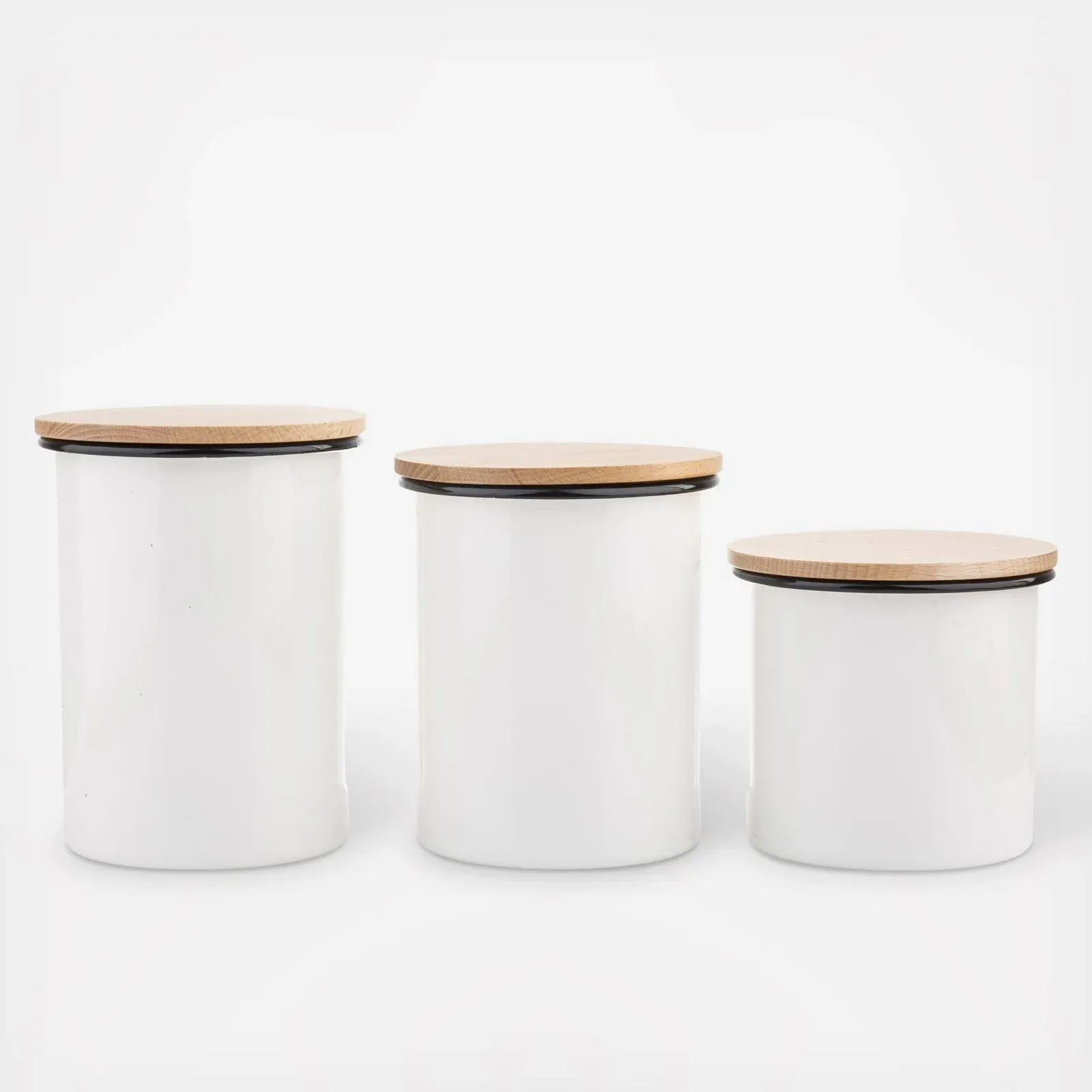 Enamelware Canisters with Wood Top Tablecraft