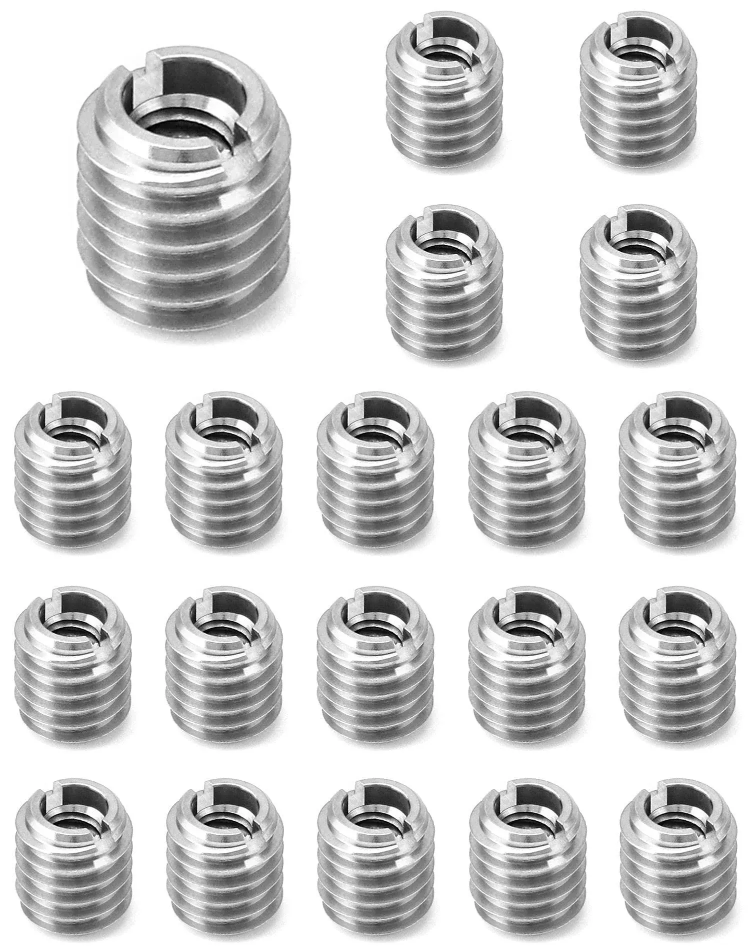 Stainless Steel Threaded Insert for Hard-Wood, 1/4-20 Internal Threads 50 Pack 5/8" Long Nut Inserts for Hardwoods, Softwoods, Plywood and Composites