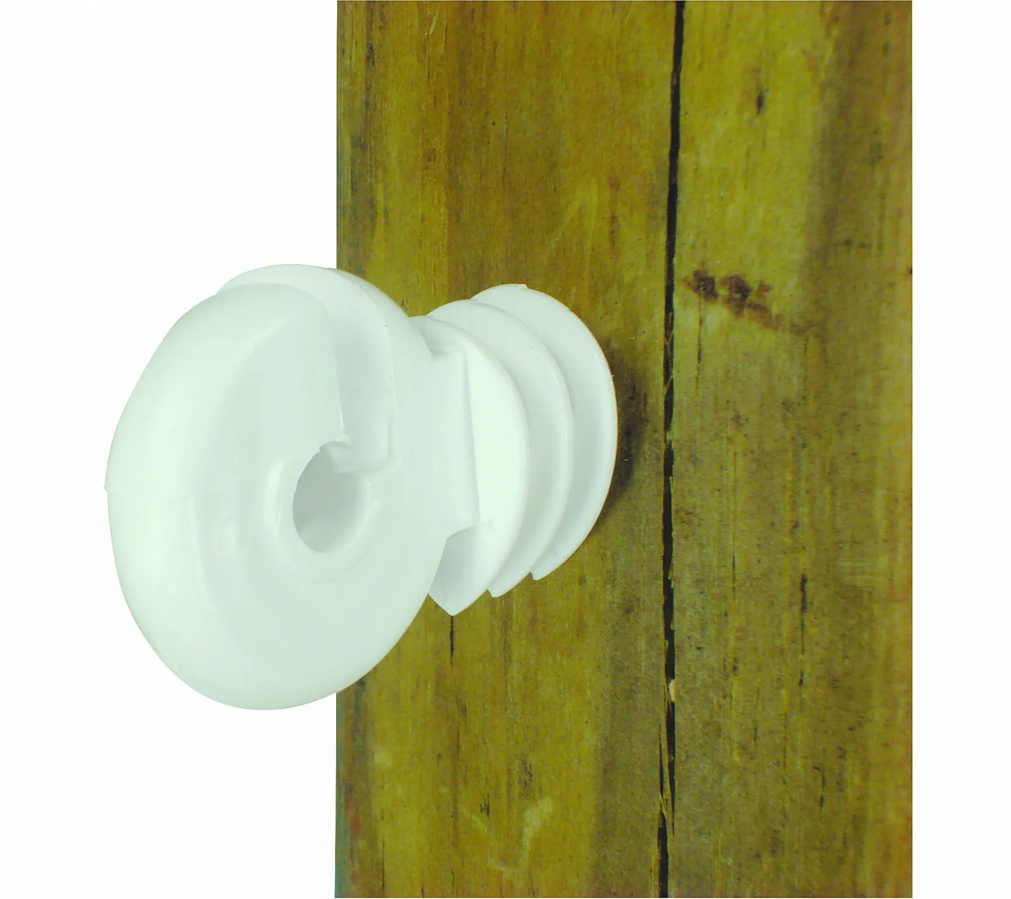 Field Guardian Wood Post - Screw in Ring Insulator - Polyrope - White