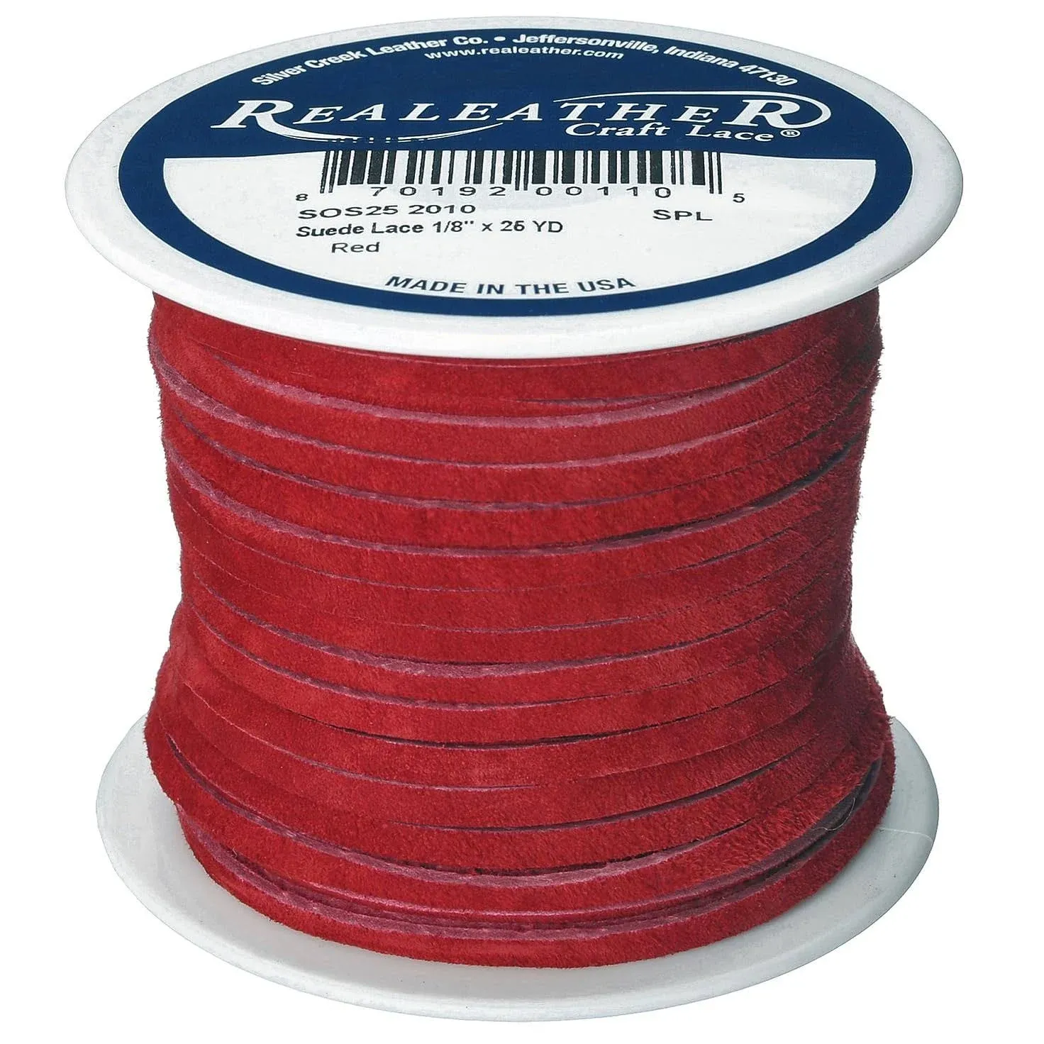 Silver Creek Leather Co Realeather SOS25-2010 Suede Leather Lace for Crafts and Jewelry Making, 0.125" x 25', Red, 1-Spool