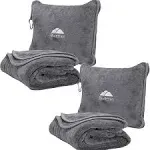 BlueHills Premium Soft Travel Blanket Pillow Airplane 2-Pack -Gray