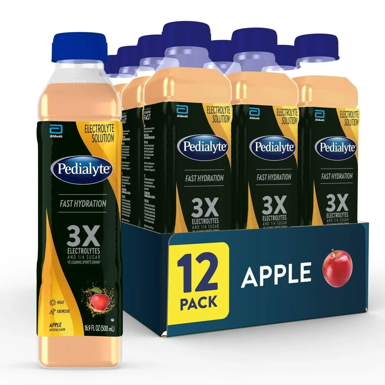 Pedialyte Advanced Rehydration Apple Electrolyte Solution - 500 Milliliter (Pack of 12)