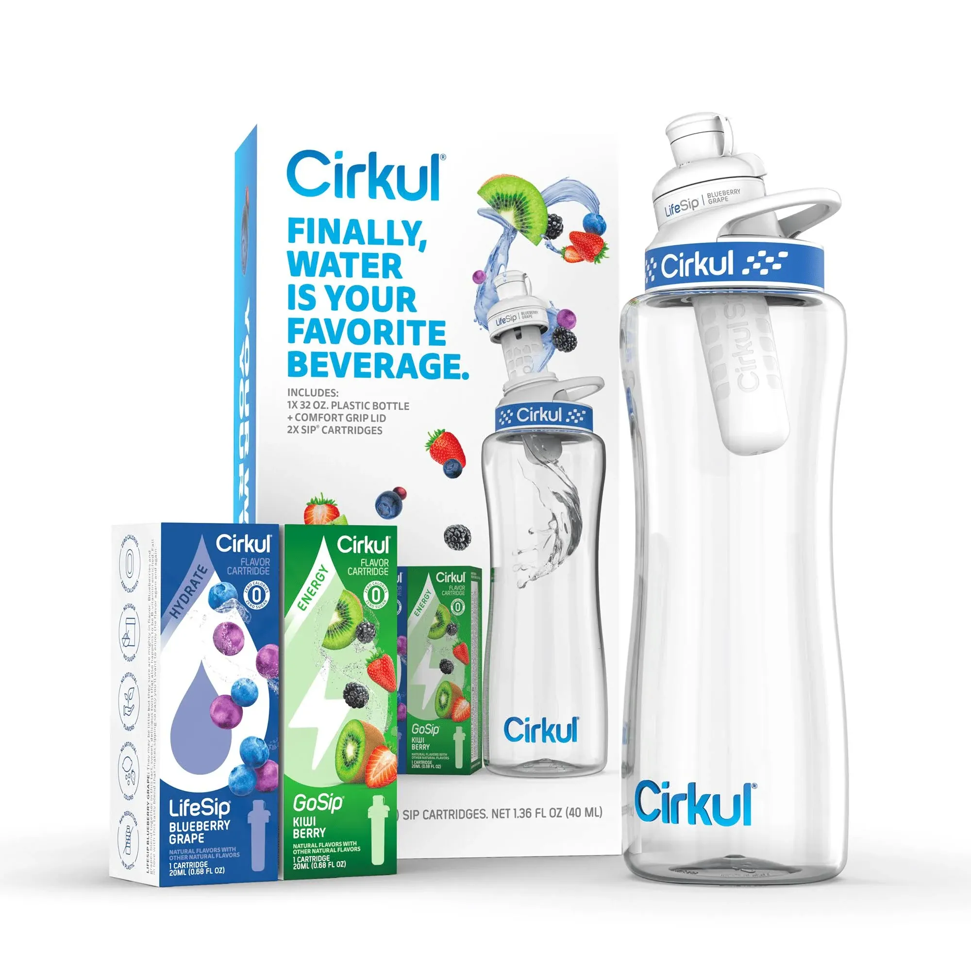 Cirkul 32oz Plastic Starter Kit with Navy Blue Lid