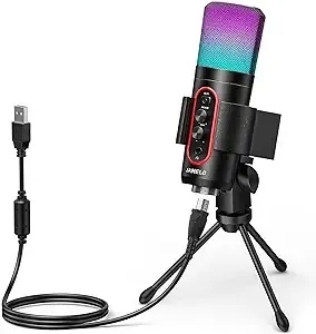 USB Computer Microphone with Mute Button Plug &amp; Play Condenser Omnidirectiona<wbr/>l