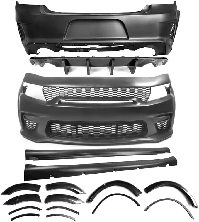 Fits 15-23 Dodge Charger Widebody Whole Bumper Side Carbon Look Diffuser Kits