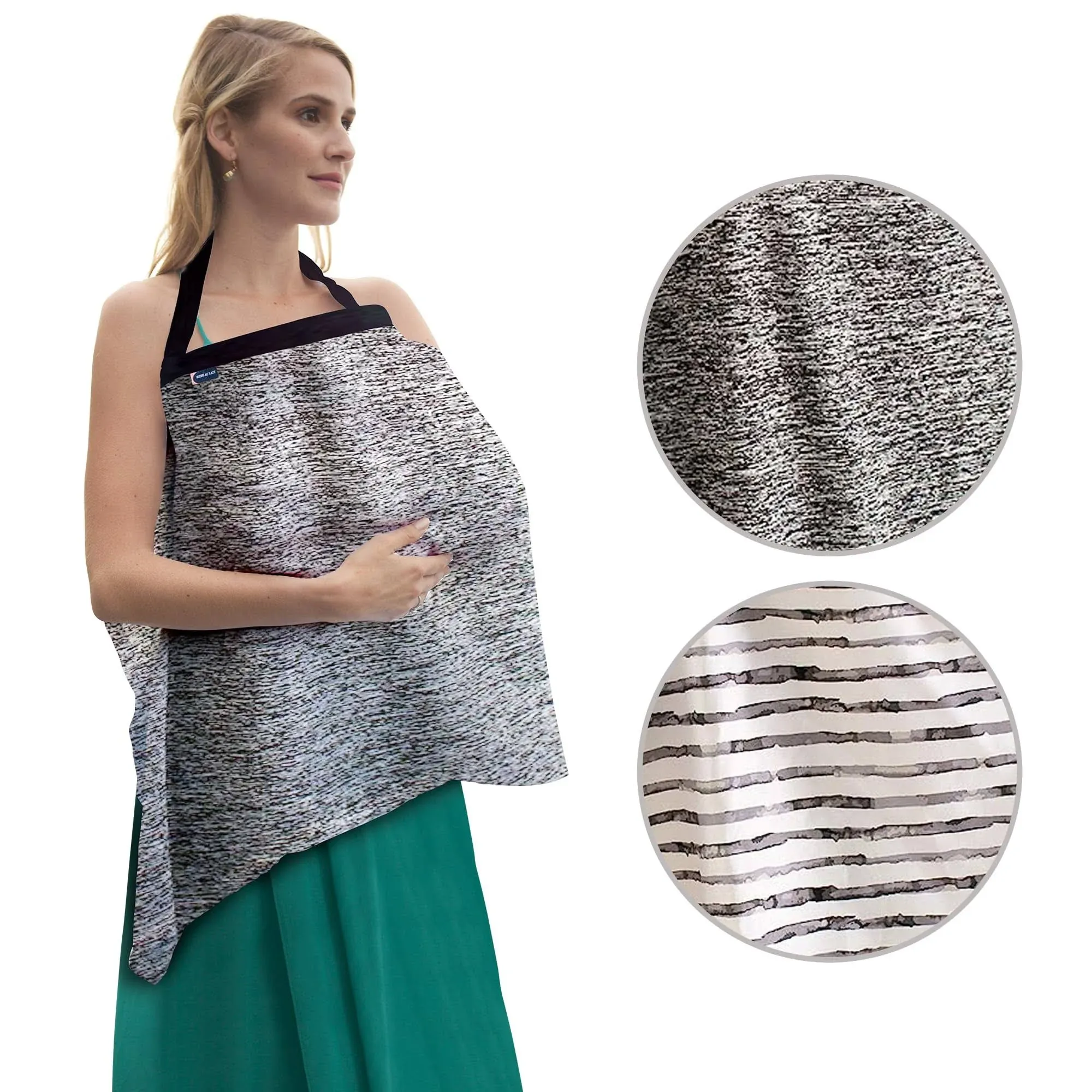 Bebe Au Lait Zip & Switch Nursing Cover - Grey & Stripes