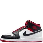 Air Jordan 1 Mid Big Kids' Shoes - White/Black/Gym Red