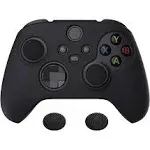 PlayVital Black Pure Series Anti-Slip Silicone Cover Skin for Xbox Series X Controller, Soft Rubber Case Protector for Xbox Core Wireless Controller with Black Thumb Grip Caps