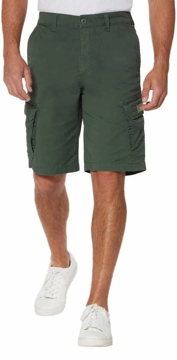 Unionbay Mens Midweight Flex Waist Cargo Shorts (Black, 34)