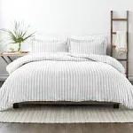 Home Collection Premium Ultra Soft Puffed Rugged Stripes Duvet Cover Set, Light Gray, Twin