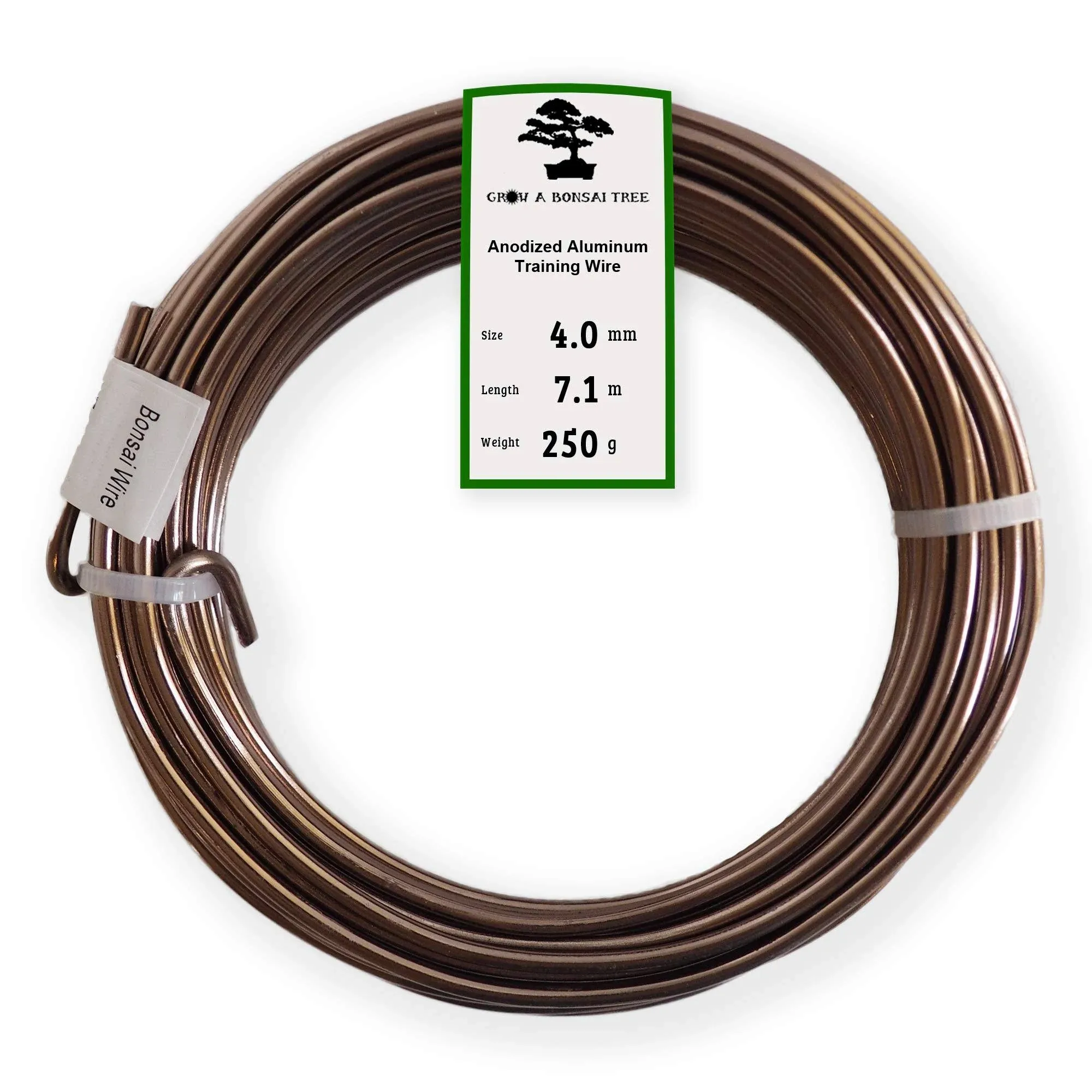 Anodized Aluminum 4.0mm Bonsai Training Wire 250g Large Roll (23 feet) - Choose Your Size and Color (4.0mm, Brown)