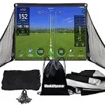 Golf Simulator Impact Screen with Black Double Layer Blackout Cloth Shank Side Net Ropes ;High Definition Premium 4k Projection Screen for Golfer