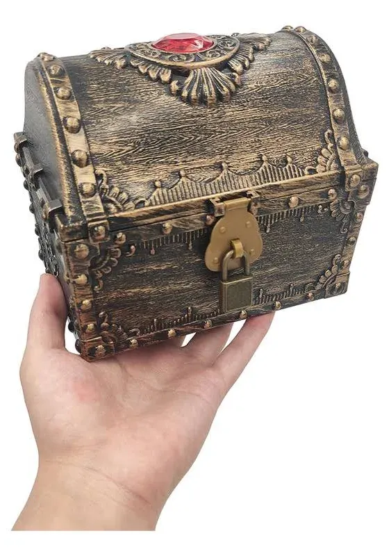 Large Treasure Chest for Kids, Plastic Toy Pirate Chest Decorative - Teacher's Classroom Prize Treasures Collection Storage Box with Lock and Key for Birthday, Halloween, Christmas Party