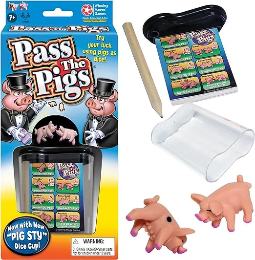 Pass The Pigs by Winning Moves Games USA, a Hilarious Pig Dice Game, Family Favorite for Over 40 Years, for 2 or More Players, Ages 7+ (1046)