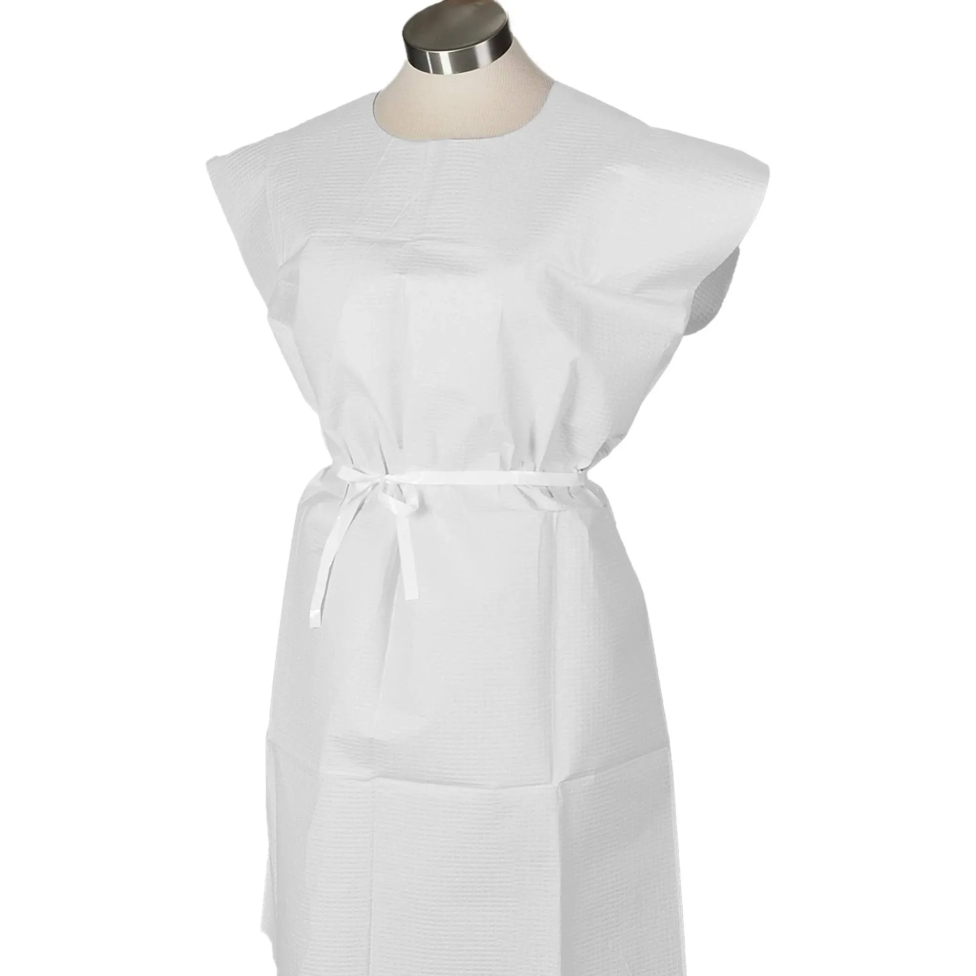 Avalon Standard Gowns, White (Pack of 50) ― Tissue/Poly/Tissue ― Open-Back, Waist-Tie, Short-Sleeve Medical Gowns ― Disposable Exam Gowns ― Standard Size 30” x 42” ― Latex-Free Medical Supplies (811)