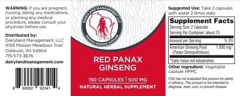 100% Authentic Korean Red Panax Ginseng Capsules -500 Mg (75 Ct)