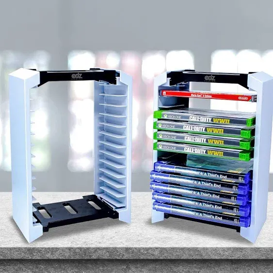 Game Storage Tower – Universal Video Game Storage – Stores 12 Game or Blu-Ray Disks – Game Holder Rack for PS4, PS5, Xbox One, Xbox Series X/S, Nintendo Switch Games and Blu-Ray Discs