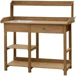 Topeakmart Outdoor Garden Potting Bench Potting Tabletop with Sink Drawer Rack Shelves