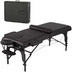 BestMassage Massage Table Portable Massage Bed Spa Bed 30 Inches Wide Height Adjustable 2 Fold PU Lash Bed with Half Bolster Oxford Cloth Backpack for Spa Footmassage Facial CareSpa Tattoo,Black