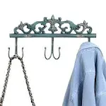 Rustic Turquoise Metal Coat Hooks, Wall Mounted Entryway Key Holder Organizer