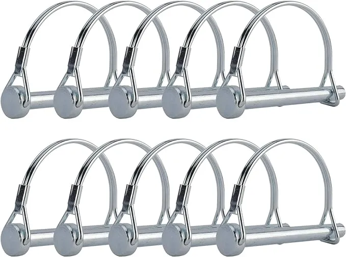 Pack of 10 Wire Lock Pin, 5/16 Inch Shaft Locking Pin Heavy Duty Safety Coupler Pin Hitch Pin with Round Arch Wire Retainer for Farm Trailers Lawn Garden