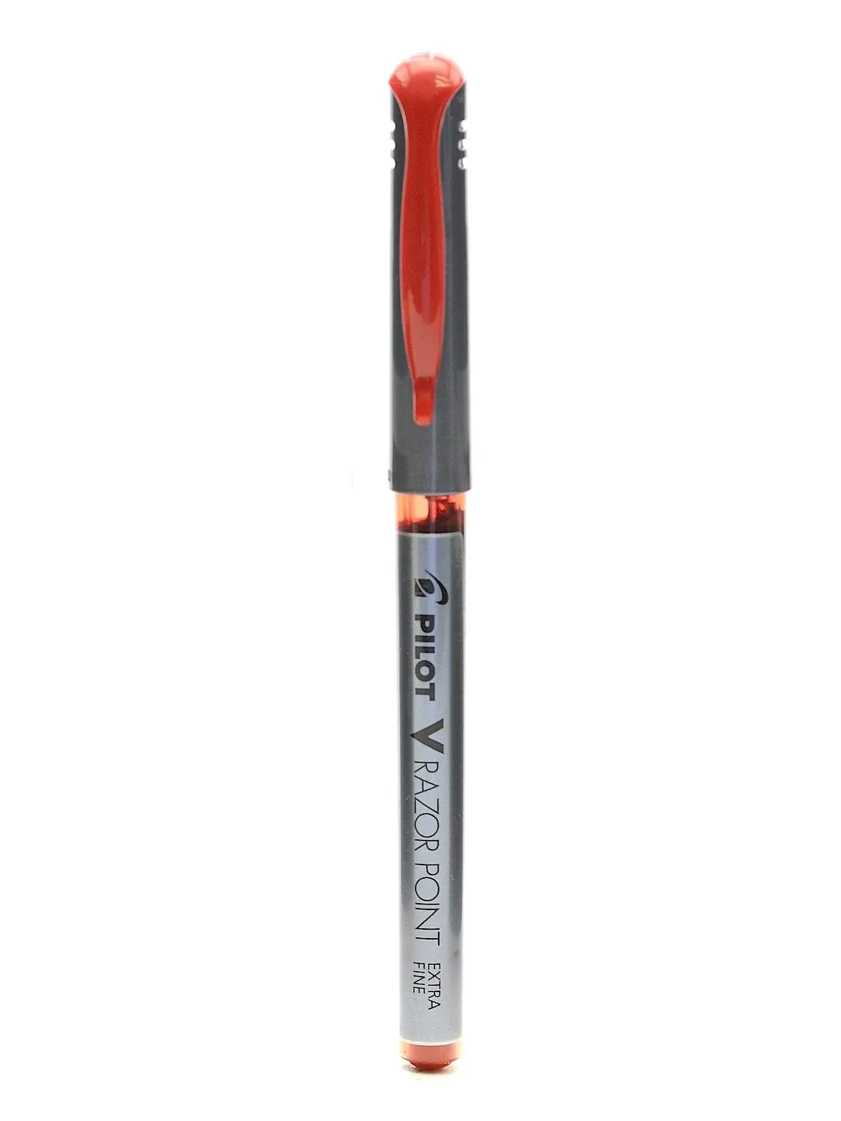 V Razor Point Liquid Ink Porous Point Pen, Stick, Extra-fine 0.5 Mm, Red Ink, Gray Barrel, Dozen