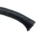 1/2" Hook Self Closing Braided Wrap Sleeving - Length: 50 Feet - Color: Black