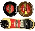 By Be The Bestest Kiwi Shoe Polish Paste B 0.2 fl oz with Kiwi Leather Shine Brush (Both (1 Each), Black and Dark tan)