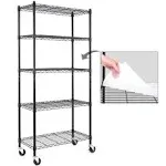 EFINE 5-Shelf Shelving Units and Storage On 3'' Wheels with 5-Shelf Liners, NSF Certified, Adjustable Heavy Duty Carbon Steel Wire Shelving Unit