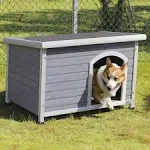 Petsfit Extra Large Dog House, Outdoor Wooden Dog House for Large Dogs, Red, 45.6"L X 31"W X 32"H