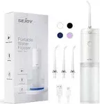 Sejoy Cordless Water Flosser, Portable Oral Irrigator Rechargeable Teeth Cleaner, Ipx7 Waterproof, White