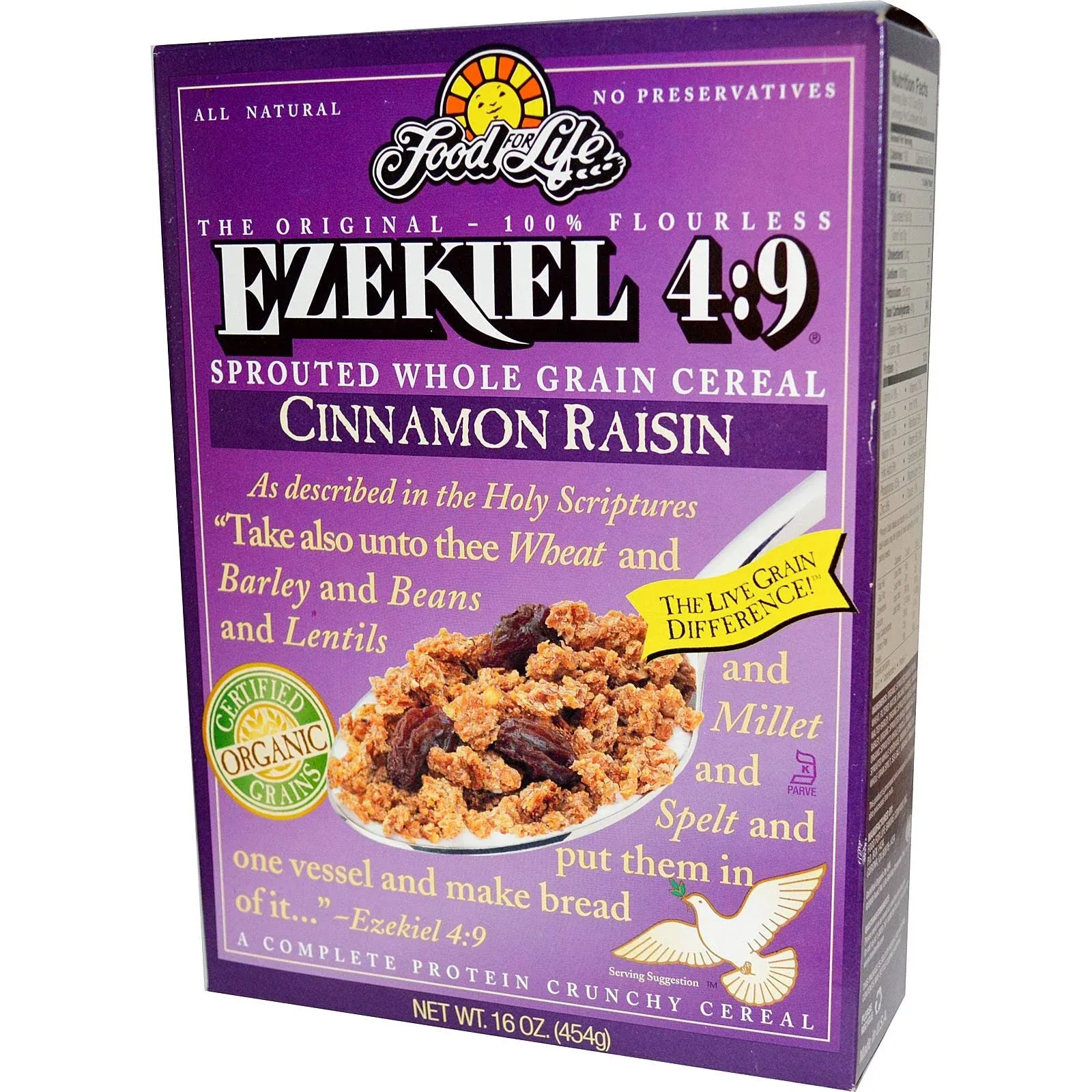 Ezekiel Sprouted Whole Grain Cereal Cinnamon & Raisin 454g