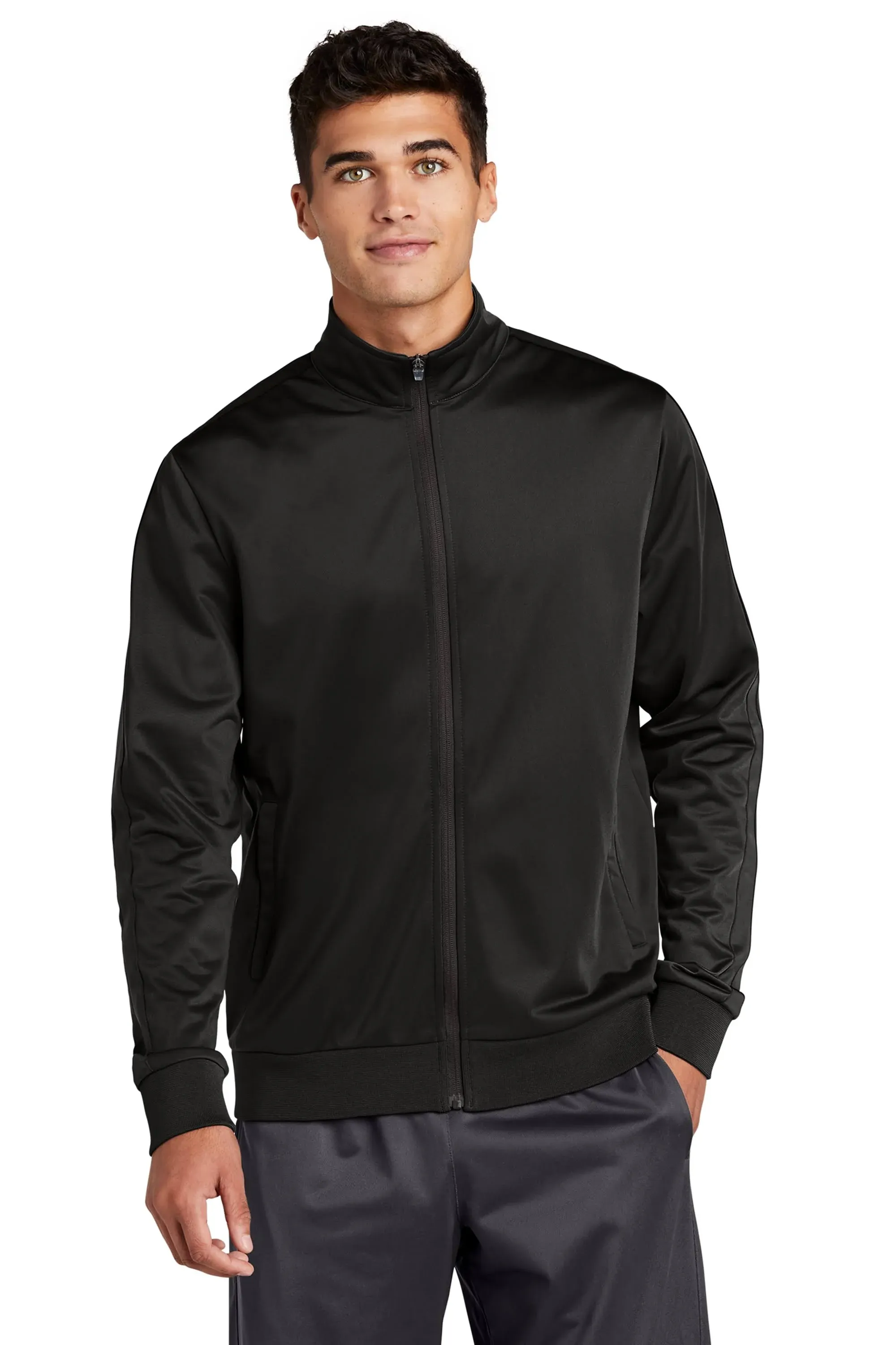 Sport-Tek JST94 Tricot Track Jacket - Black/ Black - M