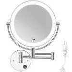 Benbilry 9" Wall Mounted Lighted Makeup Mirror with Magnification 10x Large Size Double S