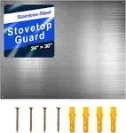 24 by 30 Inch Reversible Stainless Steel Backsplash Metal Backsplash Kitchen Backsplash Behind Stove Metal Sheet Panels with 4 Pre Drilled Holes and Screws for Wall Protector (1 Set)