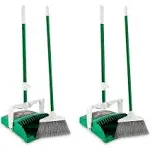 Libman 12 In. Lobby Broom and Dust Pan Set Steel Handle Green (2-Pack)