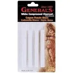 General Pencil 958BP WHT COMPRESED Charcoal EX.Smooth MED4PK, 1 Count (Pack of 1), White