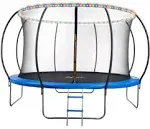 Trampoline for Kids and Adults - 8Ft 10Ft 12Ft 14FT Trampoline with Net - with Bonus Sprinkler and LED Lights/ASTM Certified/Extra Sturdy Recreational Outdoor Trampolines