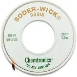 Chemtronics 50-3-25 Soder-Wick Desoldering Braid, 25' GREEN