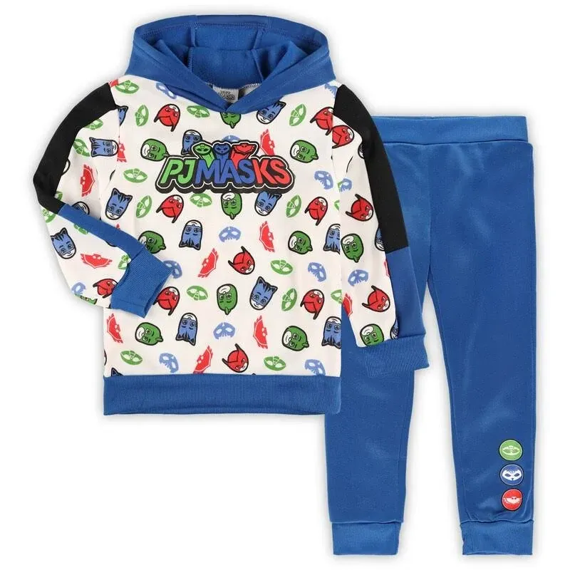 Pj Masks Boy's 2 Piece, Hoodie and Jogger Sweatpants for Toddler - Blue/White