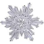 OKA Clear Austrian Crystal Winter Snowflake Brooch Pin, Elegant White Crystal Brooch Pins for Women