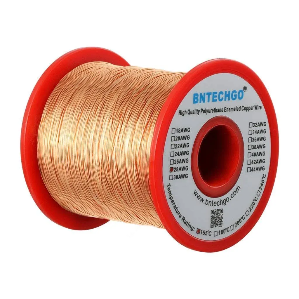 BNTECHGO 28 AWG Magnet Wire - Enameled Copper Wire - Enameled Magnet Winding Wire - 1.0 lb - 0.0122" Diameter 1 Spool Coil Natural Temperature Rating 155℃ Widely Used for Transformers Inductors