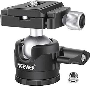 NEEWER 28mm Low Profile Tripod Ball Joint 360° Pan Rotation with 1/4" Arca Type Quick Release Plate and Spirit Level for Tripods, Monopods, Max Load: 6.6LB/3kg