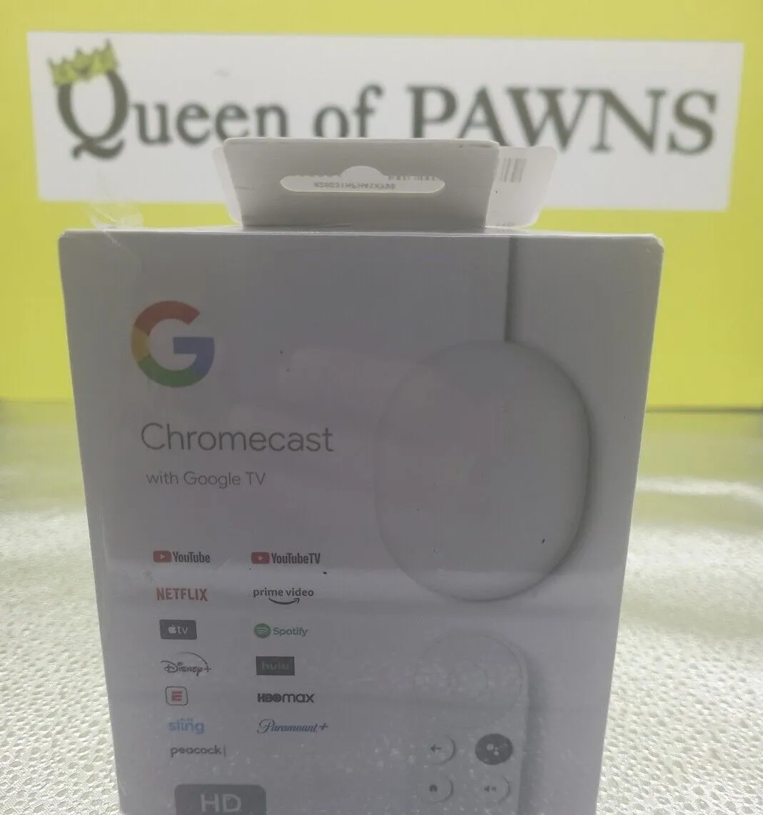 Google Chromecast with Google FHD TV (1080p HD) -Streaming Stick Snow  Brand New