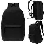 LOT OF 24 WHOLESALE BACKPACKS CLASSIC 17&#034; 15&#034; BACKPACKS BLACK BY MODA WEST