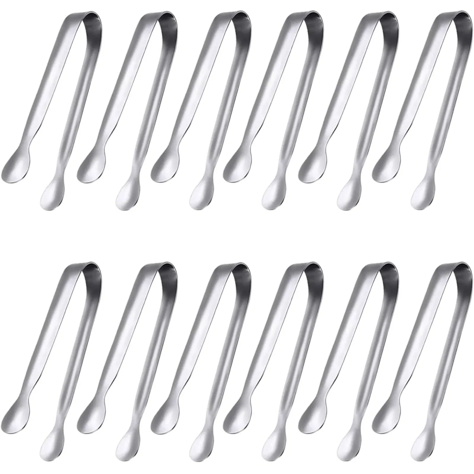 JCREN 12 Pack Serving Tongs Small Serving Utensils for Catering Foodgrade 304 Stainless Steel Serving Tongs Appetizer Tongs S