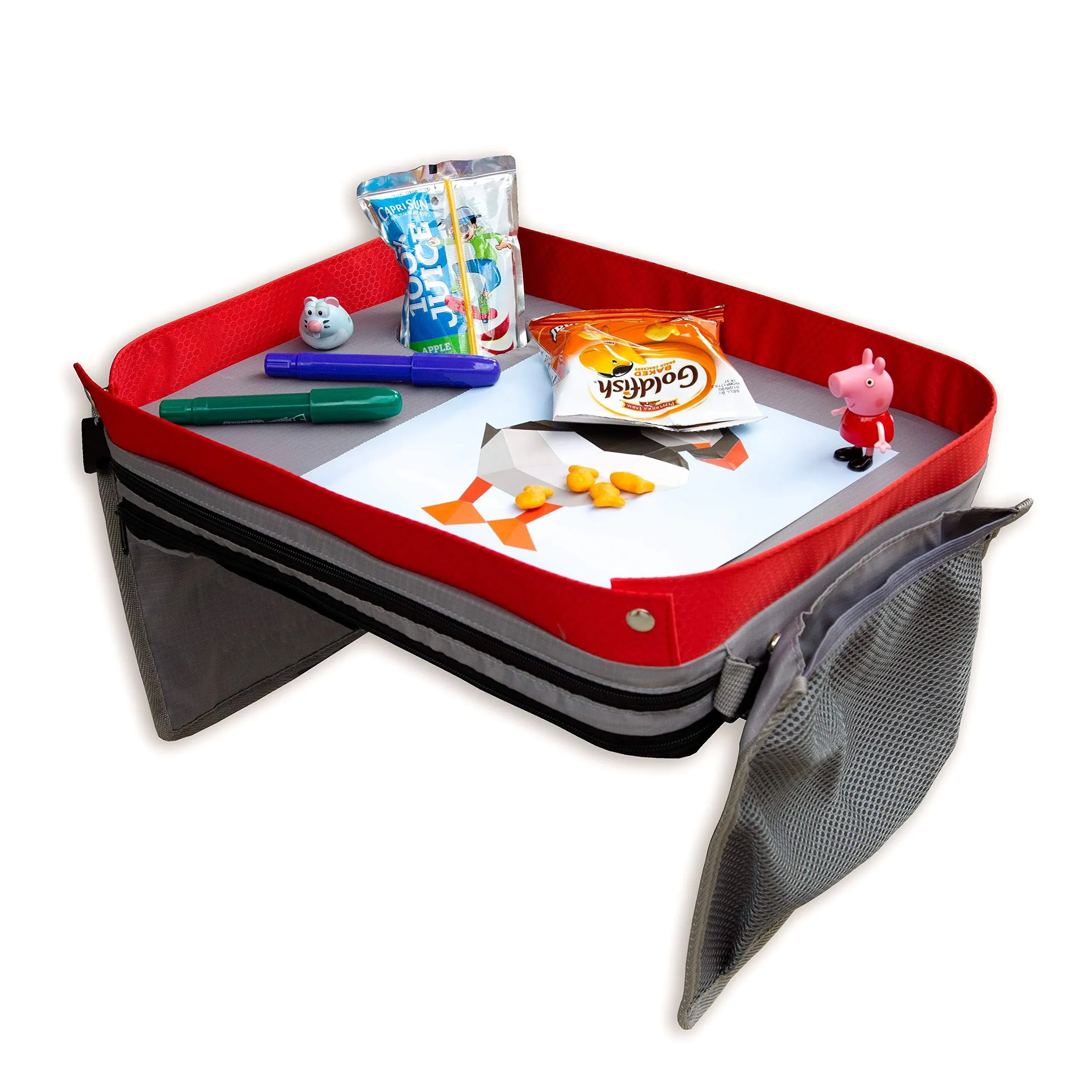 Kids E-Z Travel Lap Tray Provides Organized Access to Drawing Snacks