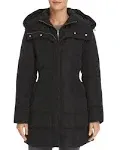 Cole Haan Women's Taffeta Down Coat with Bib Front and Dramatic Hood