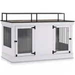 MCombo Large Wooden Dog Crate Furniture TV Stand 1861(Light Grey)