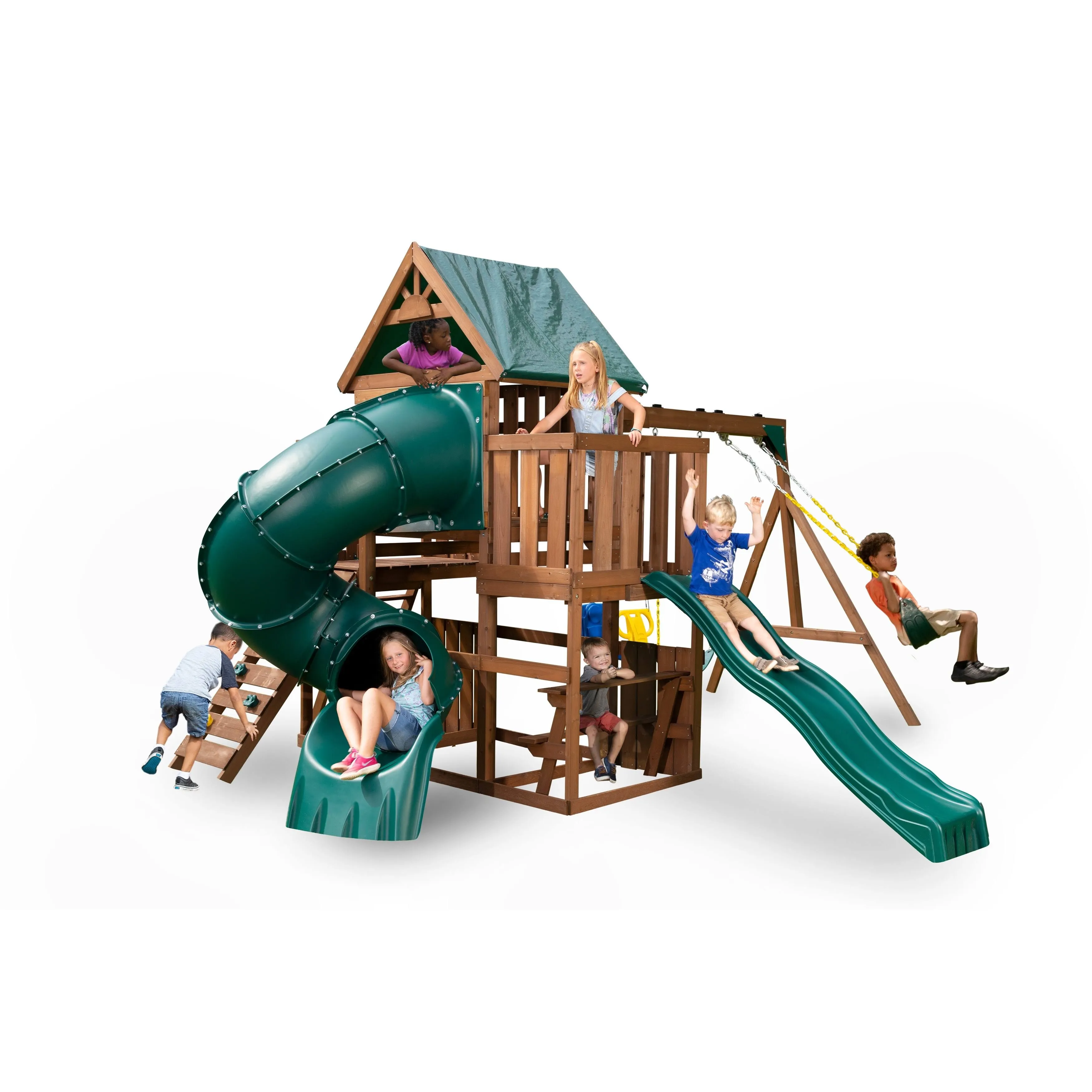 Swing-N-Slide Tellico Terrace Wooden Swing Set with Tube Slide